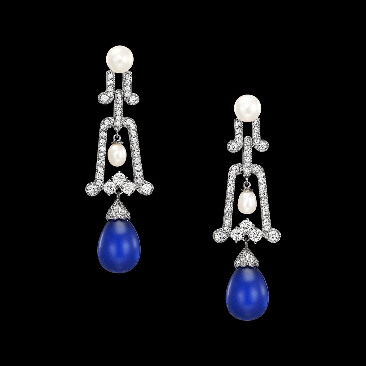 Royal Blue Moderne Earrings